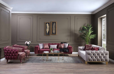 GOLD RED SOFA SET 3+3+1