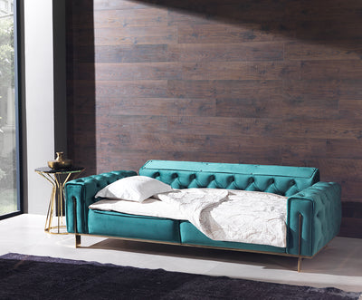 GOLD GREEN SOFA 3 SEATER