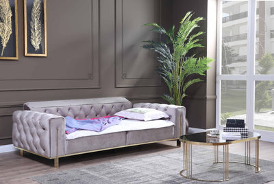 GOLD RED 3 SEATER SOFA