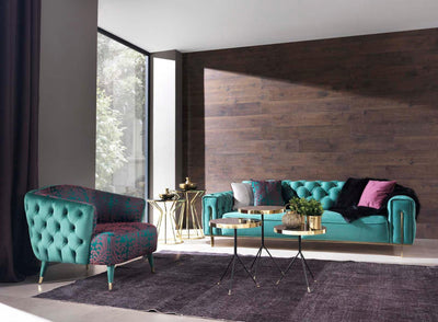 Gold Green Sofa Set 3+3+1+1, La Vida Furniture