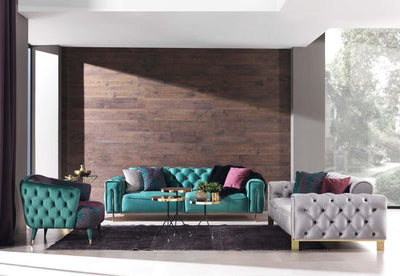 Gold Green Sofa Set 3+3+1+1, La Vida Furniture